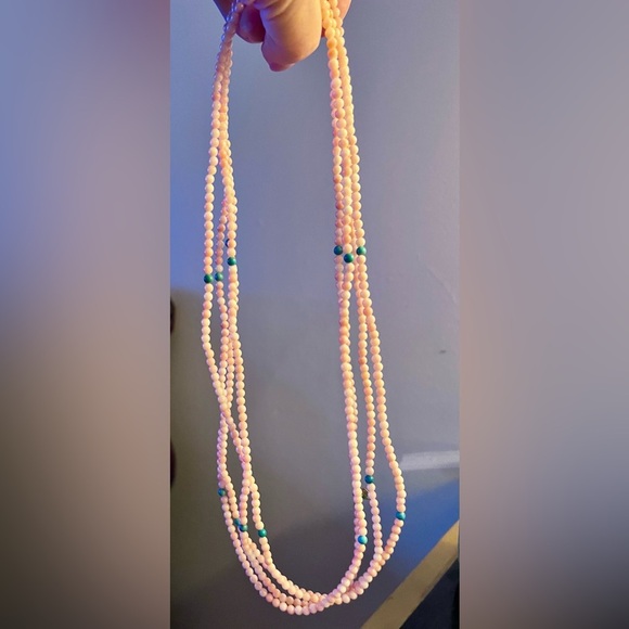 Jay King Necklace 100” Long Angel Skin Coral & Turquoise Beads Endless No Clasp - Picture 5 of 5